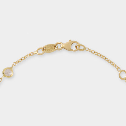 18 K Gold Anchor  Bracelets Chain  & Circle White Sapphire