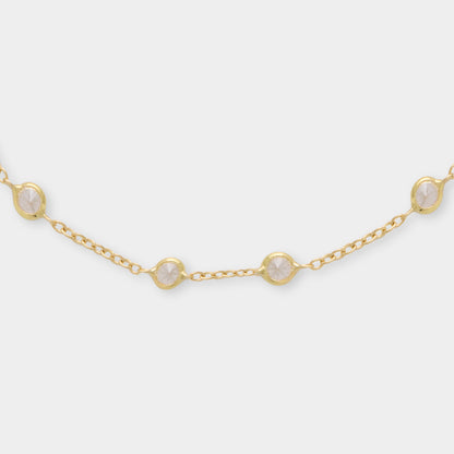 18 K Gold Anchor  Bracelets Chain  & Circle White Sapphire