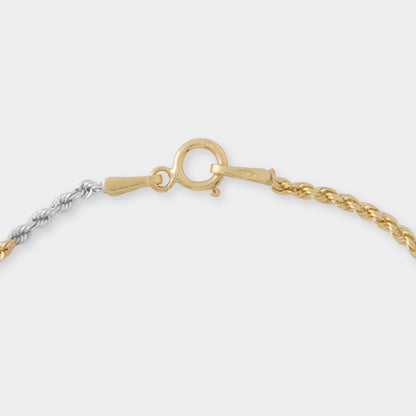 18 K Yellow, White & Rose Gold Rope Chain Bracelet