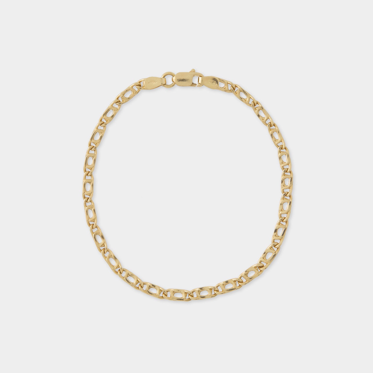 18 K Gold Flat Concave Link Bracelet