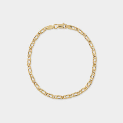18 K Gold Flat Concave Link Bracelet