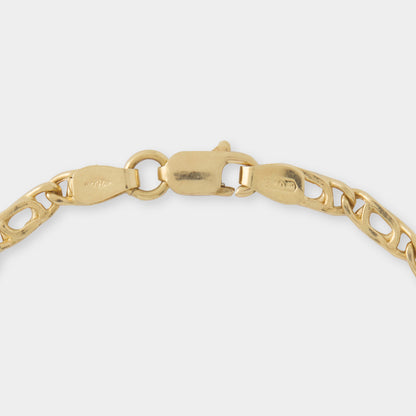 18 K Gold Flat Concave Link Bracelet