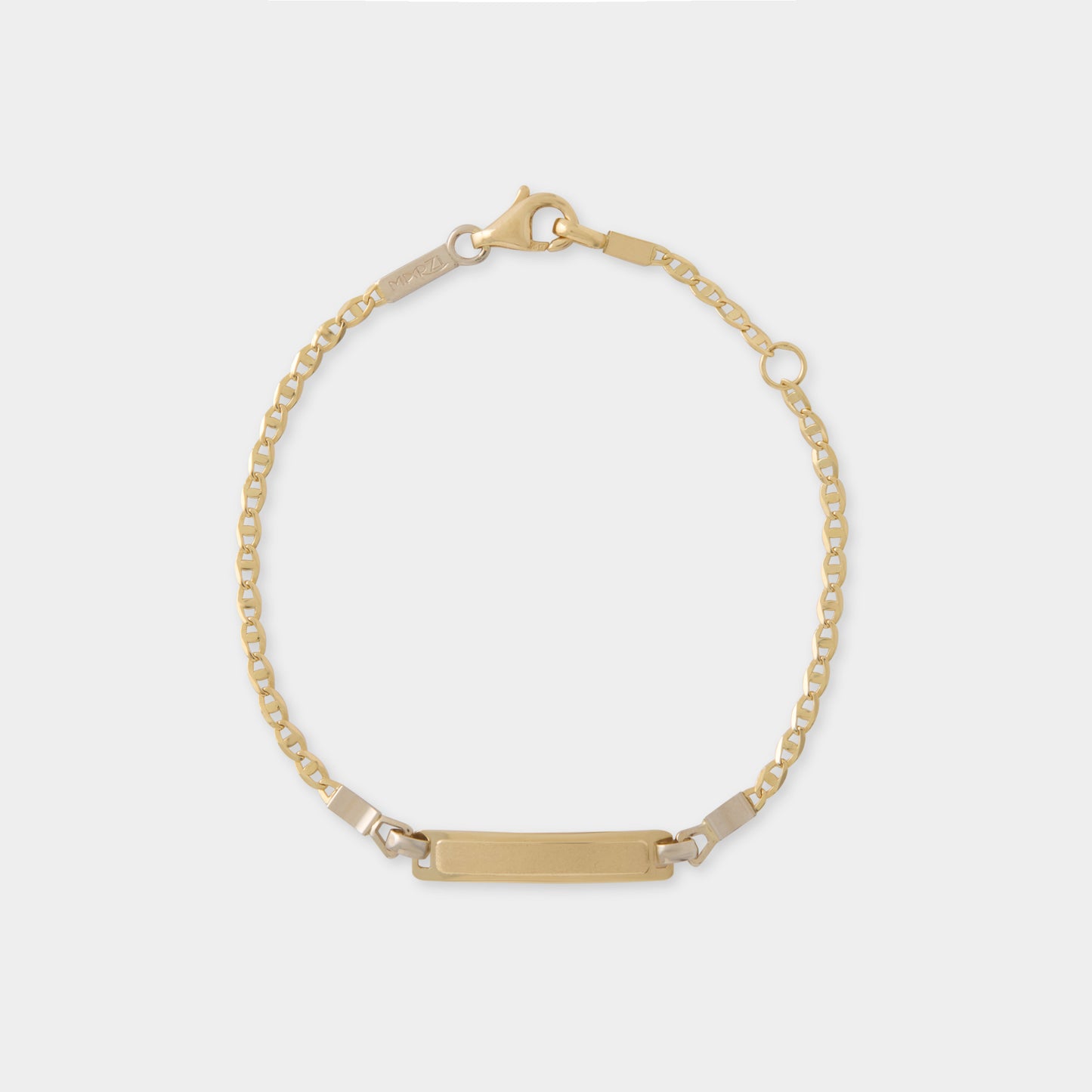 18 K Gold Flat Link and Name Plate Bracelet