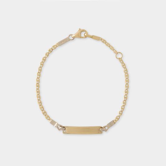 18 K Gold Flat Link and Name Plate Bracelet