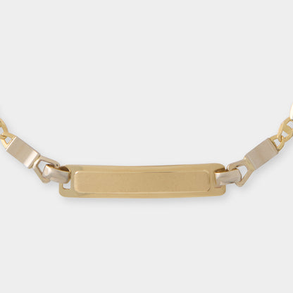 18 K Gold Flat Link and Name Plate Bracelet