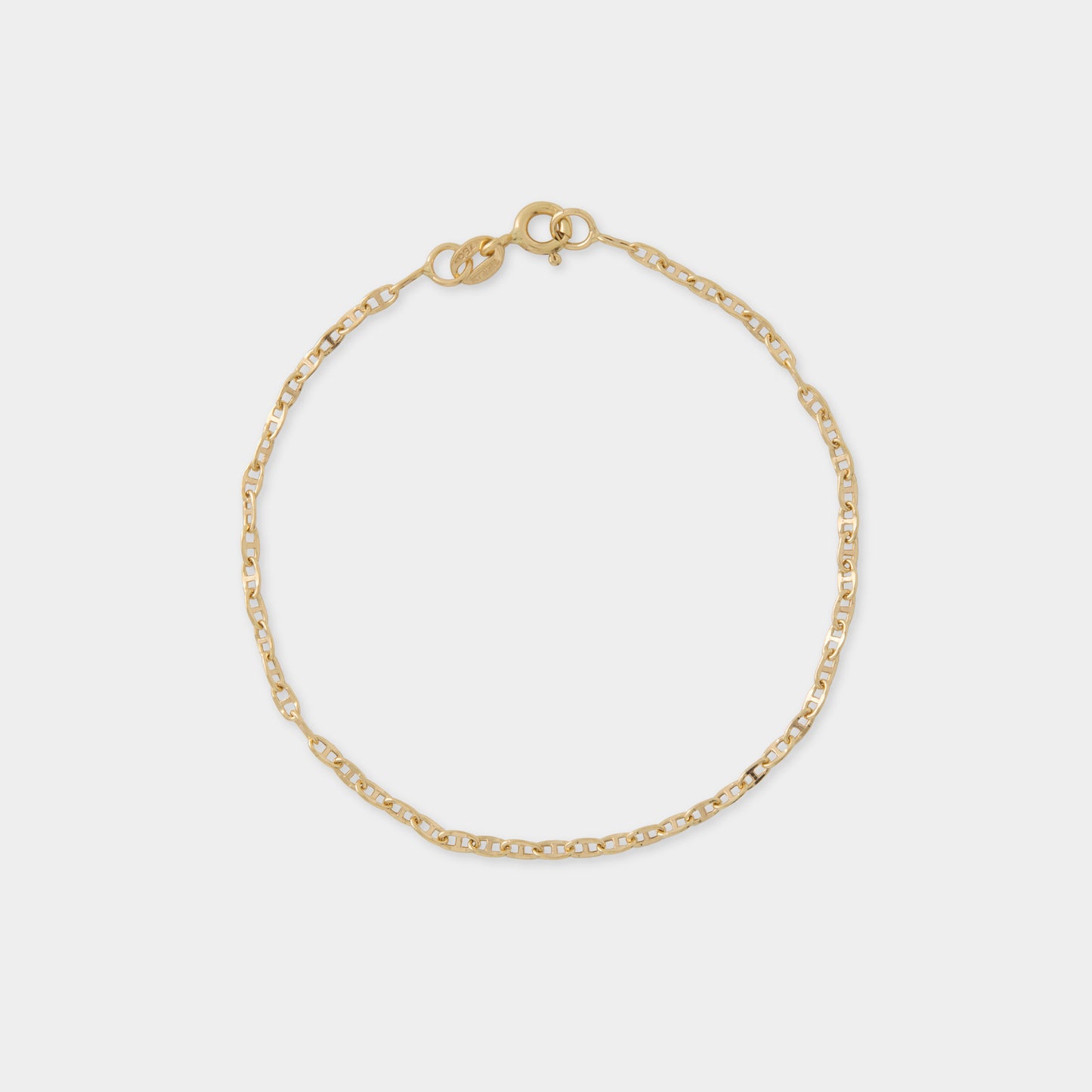 18 K Gold Flat Alternated Concave Link Bracelet
