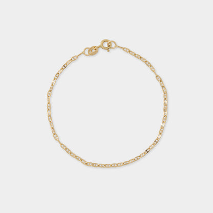 18 K Gold Flat Alternated Concave Link Bracelet