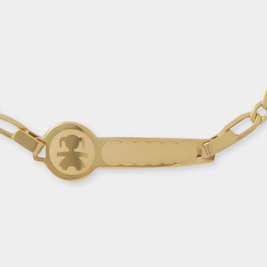18 K Gold identity Plate Kid Bracelets - Girl-