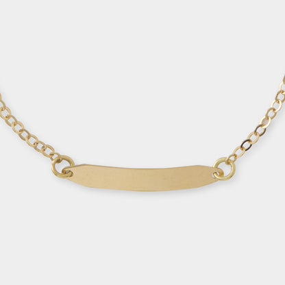 18 K Gold Anchor Link and Name Plate Bracelet