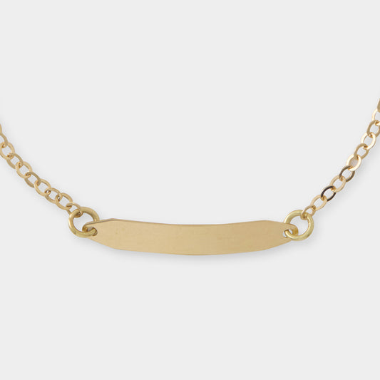 18 K Gold Anchor Link and Name Plate Bracelet