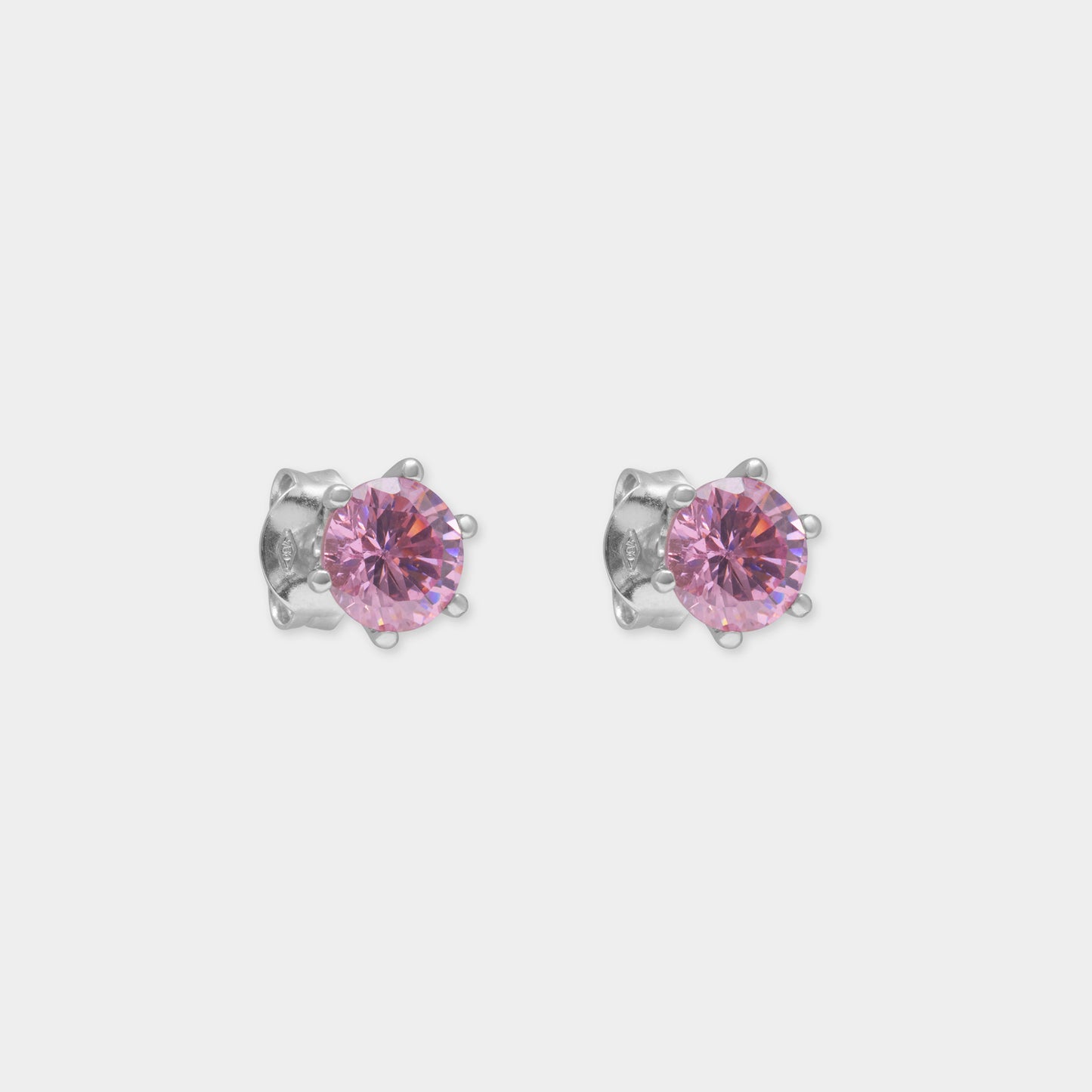 18 K Gold Stud Earrings & Pink Round Sapphire