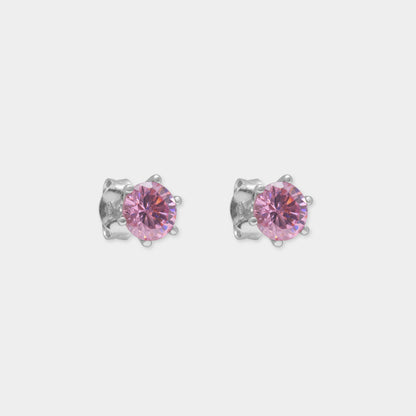 18 K Gold Stud Earrings & Pink Round Sapphire
