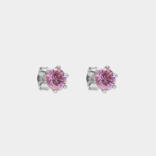 18 K Gold Stud Earrings & Pink Round Sapphire
