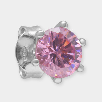 18 K Gold Stud Earrings & Pink Round Sapphire