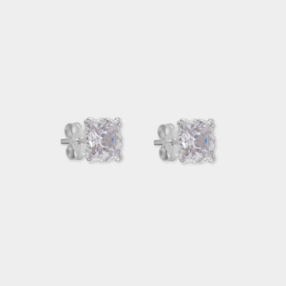 18 K Gold Stud Earrings & Square White Sapphire