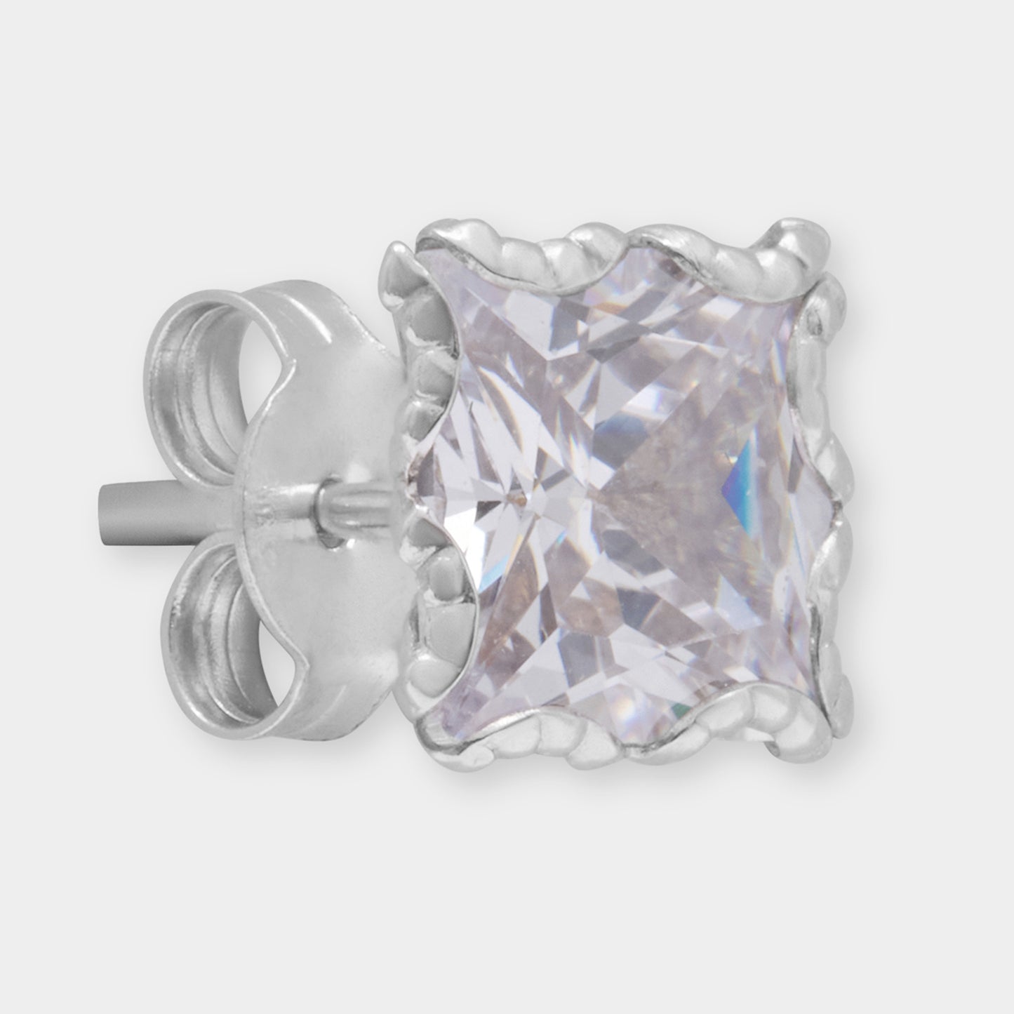 18 K Gold Stud Earrings & Square White Sapphire