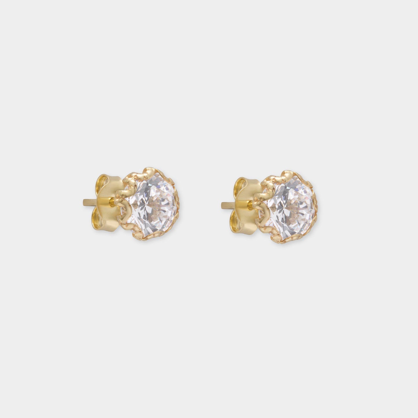 18 K Gold Stud Earrings & White Round Sapphire