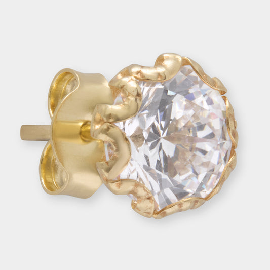 18 K Gold Stud Earrings & White Round Sapphire
