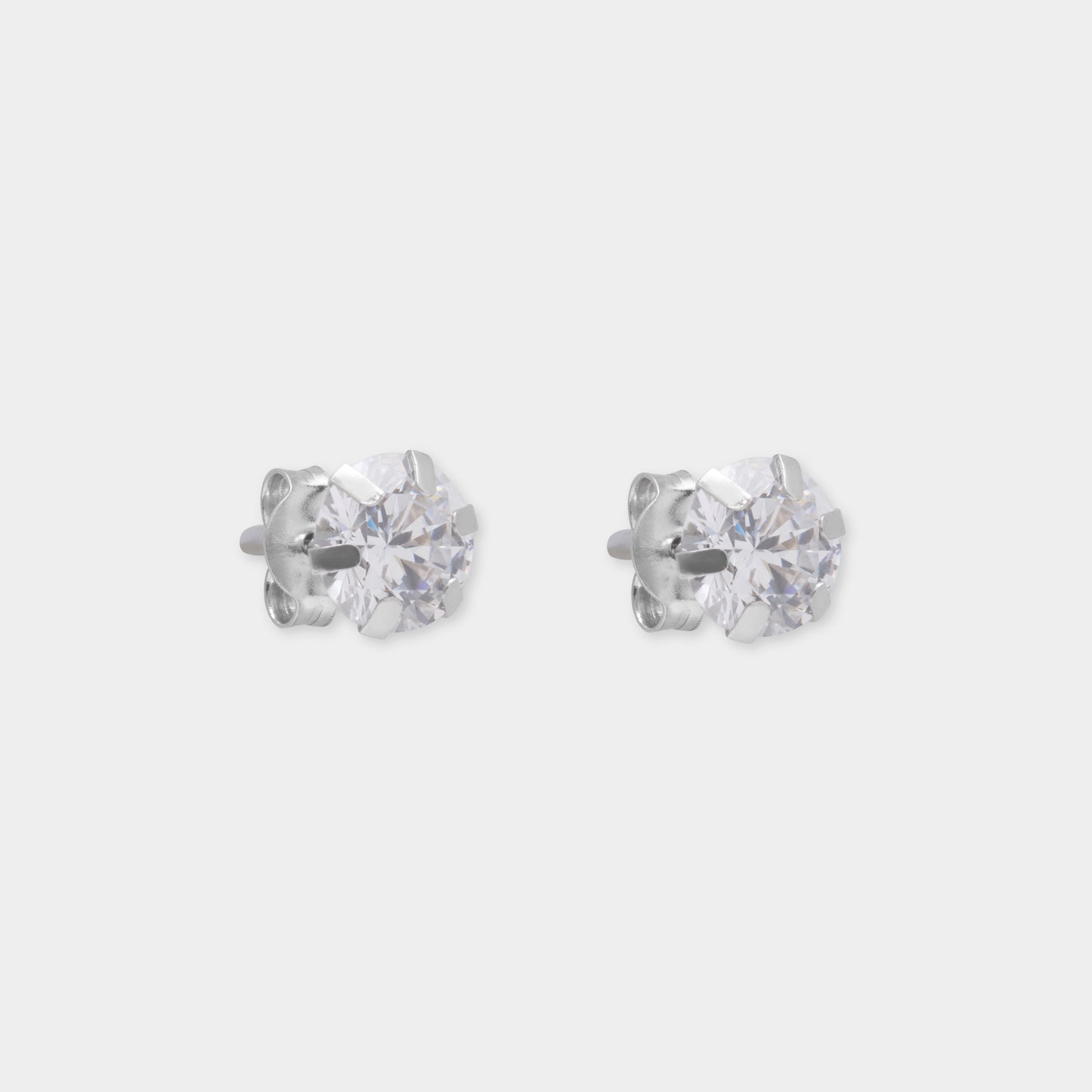 18 K Gold Stud Earrings White Round Sapphire