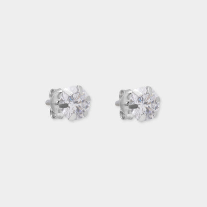 18 K Gold Stud Earrings White Round Sapphire