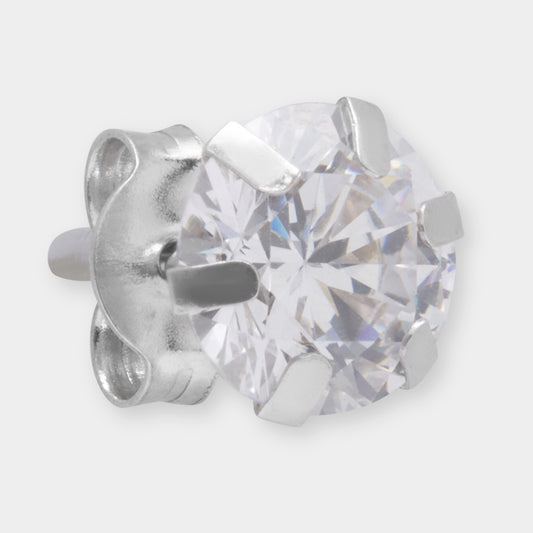 18 K Gold Stud Earrings White Round Sapphire