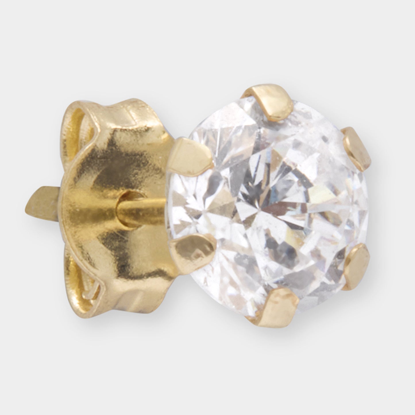 18 K Gold Stud Earrings White Round Sapphire