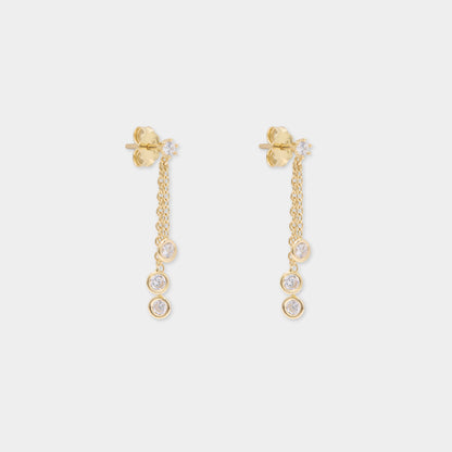 18 K Gold Stud 3 Pendant Chain White Sapphire