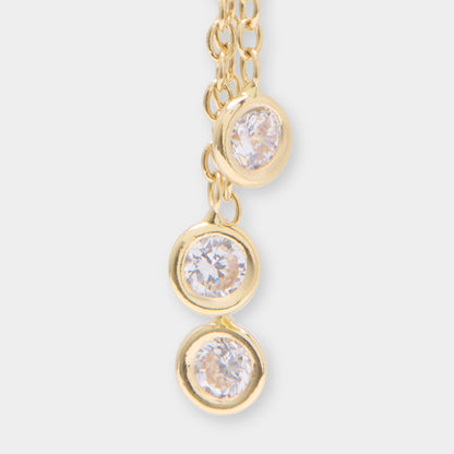 18 K Gold Stud 3 Pendant Chain White Sapphire