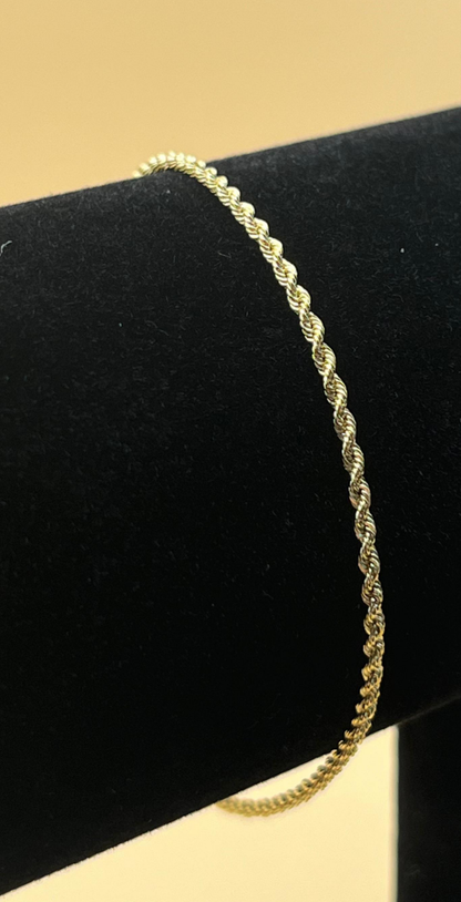 18K Yellow Gold Bracelet Rope Chain 2.2 gr. Length 20.5 cm.