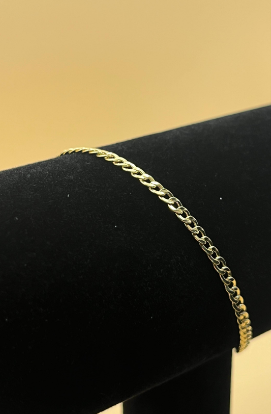 18K Yellow Gold Bracelet Curb Chain 3.3 gr. Length 21 cm.