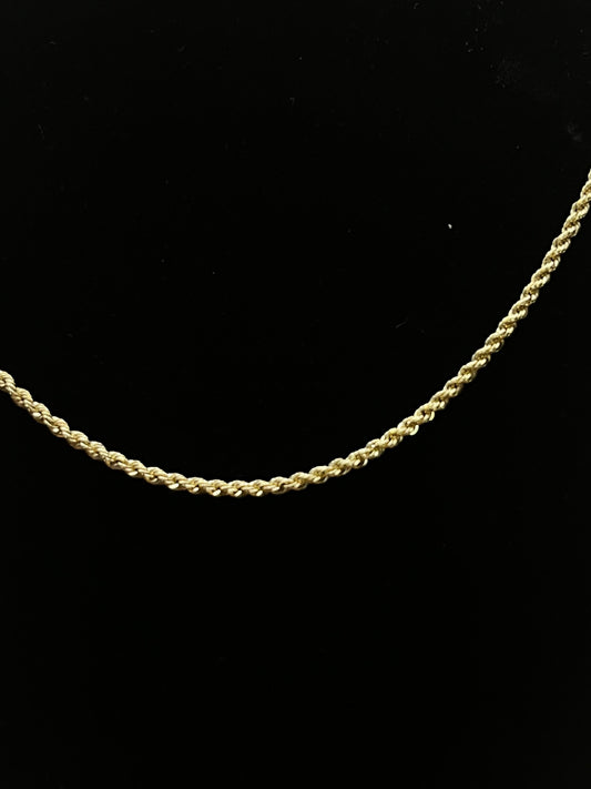 18K Yellow Gold Necklace Rope Chain 1.9 gr. Length 48 cm.