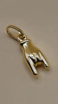 18K Yellow Gold Horned Hand Charm - Big - 0.90gr