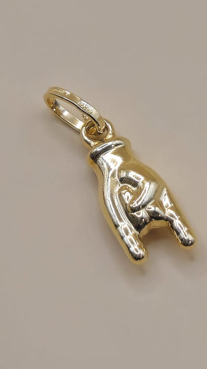 18K Yellow Gold Horned Hand Charm - Big - 0.90gr